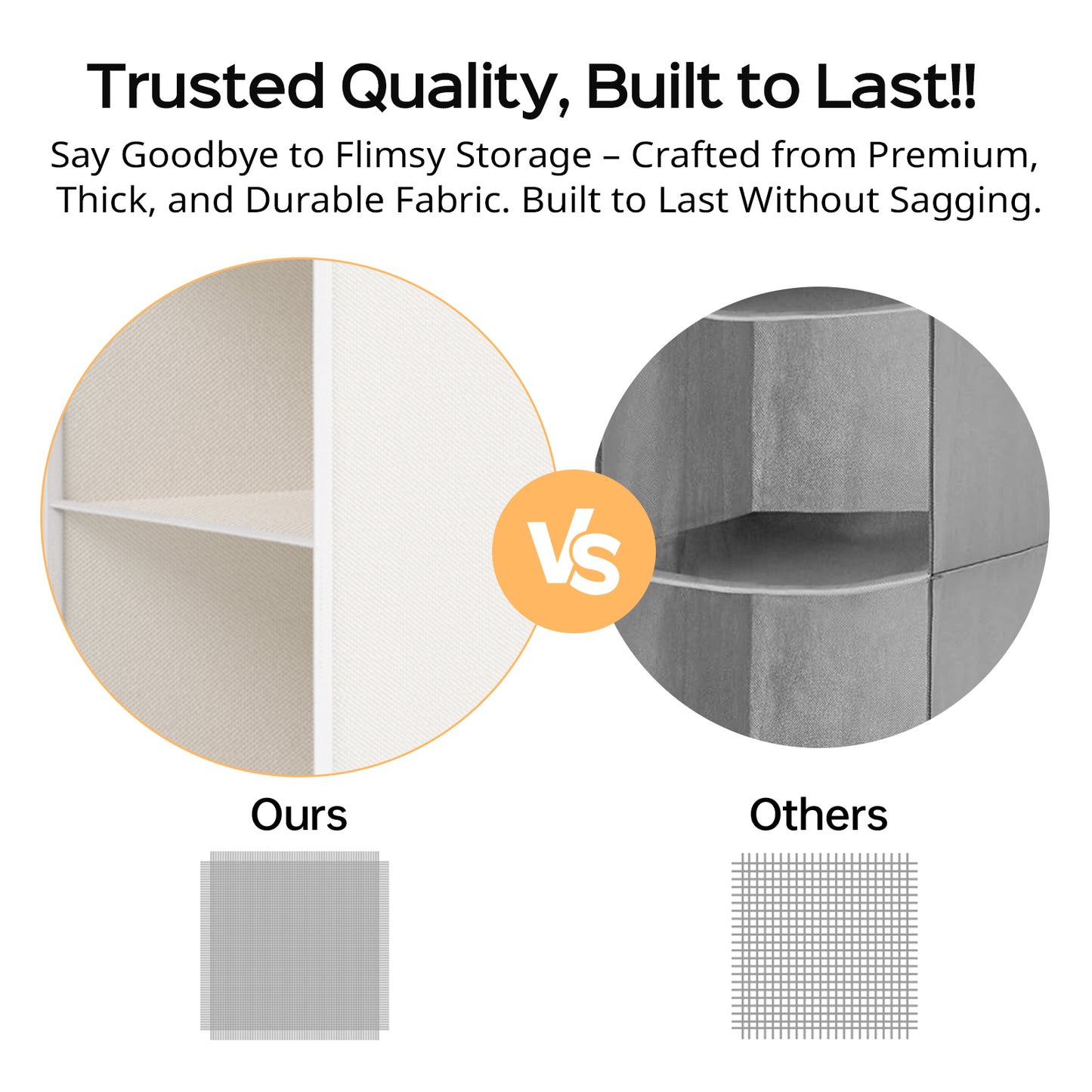 ALLTIDYUP Hanging Wardrobe Organiser – Dual-Row 5 Tier Closet Storage with 10 Pockets and 3 Hooks, Foldable Hanging Shelves for Small Spaces, Bedroom or Dorm – White